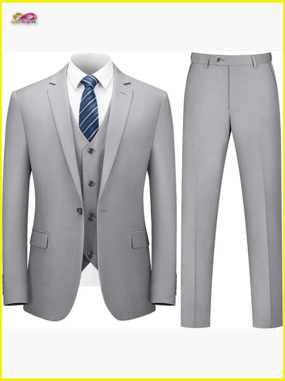 Slim Fit 3-Piece Suit Classic Elegant Business Wedding Tuxedo Set